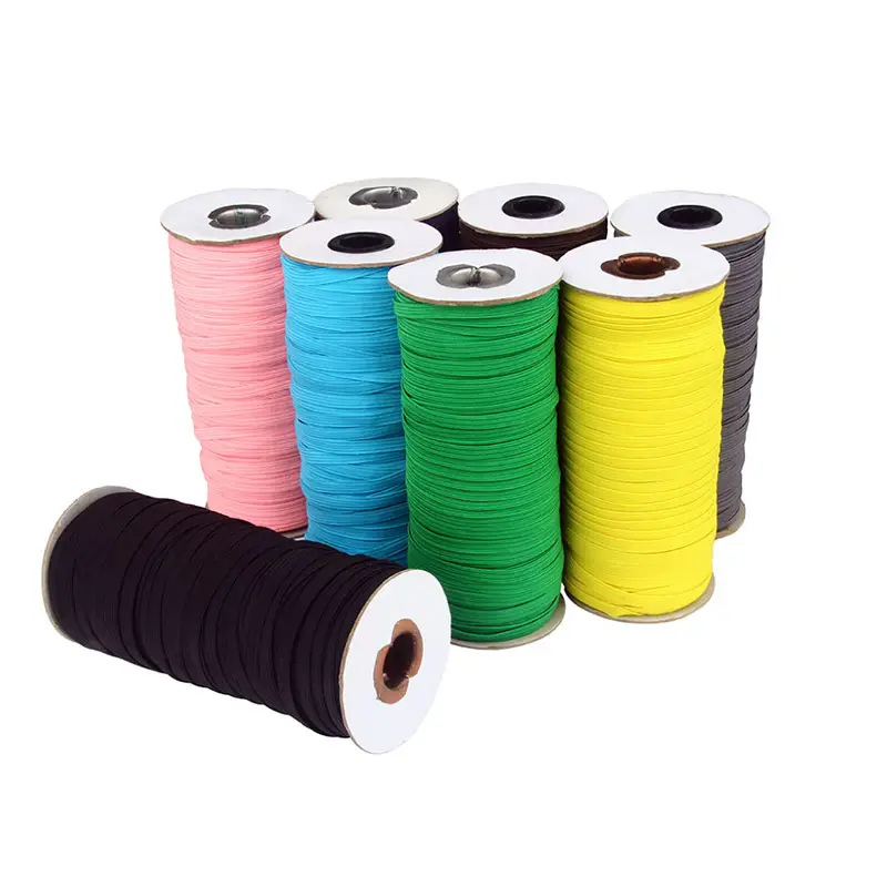 OKAY Wholesale 310 Colors 3mm 6mm 9mm Flat elastic bands Braided Stretch Strap Woven Elastic Ribbon for notebook