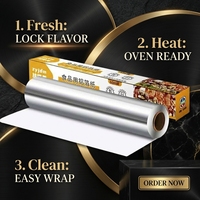 Rouleau de papier aluminium anti-graisse, grande taille, haute résistance, pour plats à emporter et emballage alimentaire