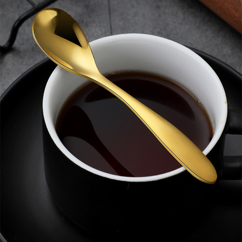 Custom LOGO Stainless Steel 304 Small Spoon Gold Black Copper Silver Stirring Tea Coffee Dessert Seasoning Spoons Set · image 6