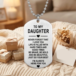 Collana in acciaio inossidabile con ciondolo inciso per <span class=keywords><strong>padre</strong></span>, madre, figlio e figlia, stile militare, per la famiglia, con messaggio emotivo. - Product Image 2
