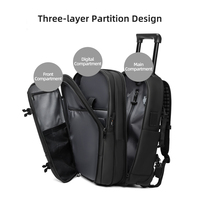 Sac à dos à roulettes compatible avec Apple Find My, sac à roulettes antivol avec suivi GPS, sac à dos de voyage