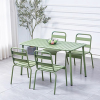 Ensemble table et chaises de patio en alliage d'aluminium résistant à la rouille, style américain, luxe simple, longue table à manger pour balcon et salon de thé
