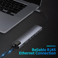 Adaptador USB Tipo C 3 4 5 6 7 8 en 1, 4K HD, Ethernet RJ45, LAN, USB 3.0, 2.0, Lector de Tarjetas SD y TF, Hub USB C, Base de Conexión para Windows y Mac