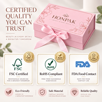 Boîte cadeau magnétique personnalisée HONPAK avec ruban rose, boîte d'emballage en papier rigide de luxe pour bijoux, cosmétiques, soins de la peau, cadeaux de mariage