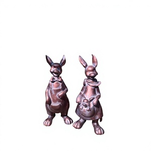 Dancing Bunnies Sculpture Set of 2 <b>Easter</b> Decoration Bronze Finish Gifts Sets For Farm Garden Decoration <b>Ornaments</b> - Product Image 1
