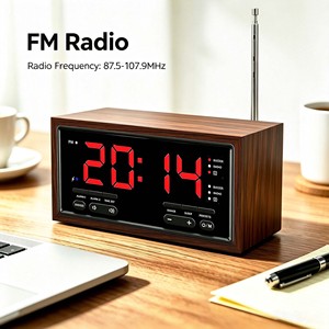 <span class=keywords><strong>Radio</strong></span>-réveil vintage avec charge sans fil rapide, double alarme, fonction snooze, contrôle de la luminosité, horloge rétro pour chambre à coucher - Product Image 4