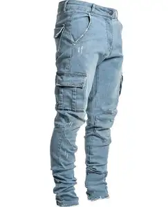 定制弹力牛仔裤男士口袋牛仔裤常规货物时尚设计牛仔裤尺寸4XL