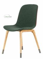 Chaise de salle à manger en tissu confortable avec chaise de cantine à pieds en bois de frêne chaise de loisirs