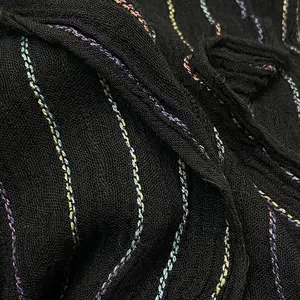 Ethnic Fashion Luxury Solid Color Knit Bandana Scarf Viscose Hijab Jersey Stripes Cotton Hair Shawls For Muslim Women Custom