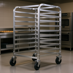 Étagère à plateaux en aluminium Vevor à 10 niveaux, 26x20.3x39 pouces, avec roulettes, équipement de boulangerie commercial - Product Image 2