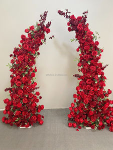 Arches florales en soie blanche artificielle faites à la main en forme de lune pour mariage et décoration de rentrée scolaire - Product Image 4