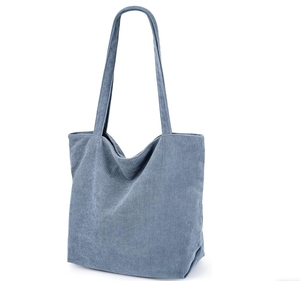 Medium Size Custom Logo Eco-Friendly <b>Corduroy</b> Woven <b>Tote</b> <b>Bag</b> Recyclable Canvas Carry <b>Bag</b> with Letter Pattern for Daily Use - Product Image 4