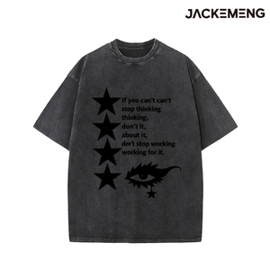 T-shirt Oversize in Cotone Lavato con Stampa 'If You Can't Stop Thinking', Stile Retrò Streetwear, Abbigliamento Casual Quotidiano, Maglietta Disponibile nel Magazzino USA - Product Image 4