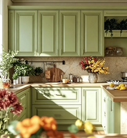 Lemari Dapur Gaya Shaker Hijau Amerika, Set Dapur Modular Kustom untuk Vila