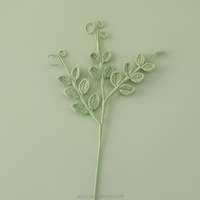 Décoration d'intérieur, arrangement floral, vente en gros, branche de feuille de pois au crochet faite à la main, plante artificielle en fil tricoté, décoration végétale