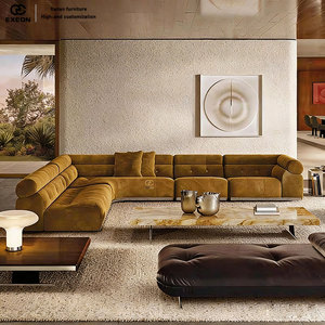 Nuevo Juego de Sofás de Terciopelo de Lujo con Diseño Italiano de Alta Gama <span class=keywords><strong>2026</strong></span> para Sala de Estar de Villa, Juego de Sofás Creativo - Product Image 1