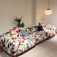 Italienisches Designer-Blumensofa-Set Einzigartig Bedruckter Plüschstoff Sektionale Couches Komfortabler Ästhetischer Lounge-Sitzsack