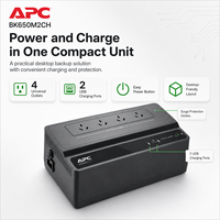 Sistema de Alimentación Ininterrumpida (SAI) Schneider APC BK650M2-CH de 650VA 390W con Batería de Respaldo para Cable, Módem y Almacenamiento Conectado a la Red