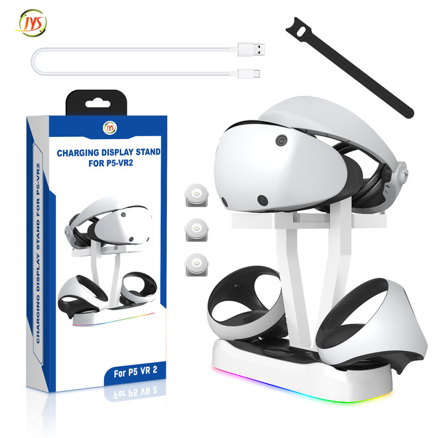 JYS-P5155 for PS VR2 Magnetic Charging Base ABS RGB Light Game Handle Stand VR Glass Storage Rack