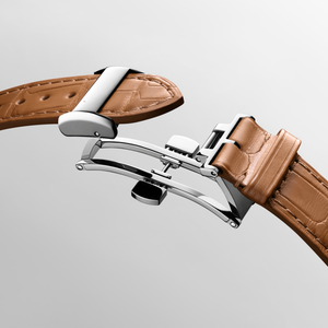 Montre mécanique automatique bicolore avec chiffres arabes, bracelet en cuir véritable, verre saphir, Longinesing - Product Image 4