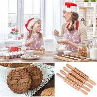 Rouleau à pâtisserie en bois personnalisé avec logo classique de Noël - Décoration multifonctionnelle pour la maison