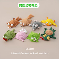 Sous-verres plats en crochet amusants en forme d'animaux (grenouille, écureuil, tortue, rat) pour tasses à café et décoration intérieure