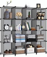 Organisateur de placard portable gris DIY pour chambre à coucher, étagère de rangement pour vêtements, organisateur de placard en cubes, organisateur de placard 16 cubes