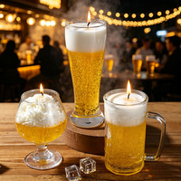 Bougie parfumée en forme de chopes à bière, avec dessus en mousse, en cire de soja, en verre, pour décorations de bar, fêtes, cadeaux, vente en gros et en vrac