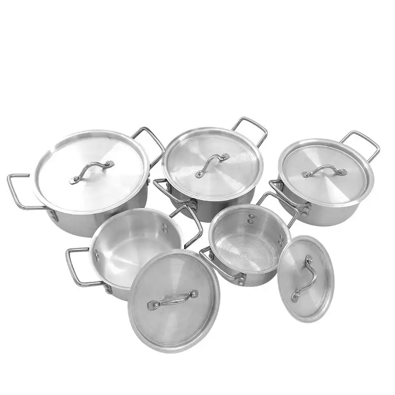 Fabricación al por mayor Juego de ollas 7 piezas Cocina Aluminio Olla de cocina Juegos de utensilios de cocina Olla de sopa con tapa