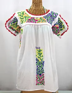 قماش أبيض مع المعطي الملونة التطريز اللباس للصيف امرأة فساتين القادمون الجدد 2023 STC54