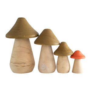 Kerajinan DIY Kreatif Berbagai Ukuran 4pc-Set Ornamen Jamur Kayu Buatan Tangan yang Lucu untuk Anak-Anak - Product Image 5