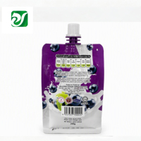 Sachet d'emballage plastique à fond plat pour jus de fruits, pochette personnalisée avec bec verseur, directement de l'usine