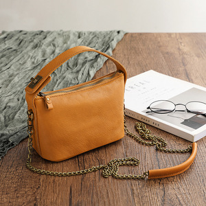genuine leather handbag for women soft vegetable-tanned leather small bag retro chain <b>strap</b> <b>shoulder</b> bag - Product Image 2