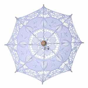 Parasol en dentelle populaire avec manche en bois, fournitures promotionnelles pour fêtes, mariées et occasions spéciales - Product Image 2