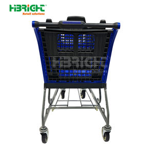Chariot de courses en métal bleu de grande capacité pour supermarché et épicerie avec compartiments intégrés - Product Image 6