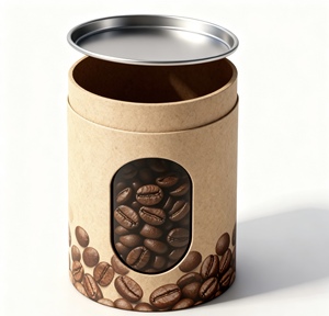 Tube en papier kraft avec valve, emballage cylindrique compatible pour grains de café, parfum personnalisé. - Product Image 2