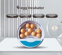 Mini incubateur automatique pour 9 œufs avec lampe à œufs LED et contrôle numérique de la température pour l'éclosion de poulets, canards et cailles