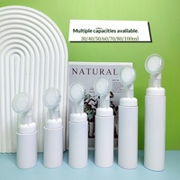 Bouteilles PET blanches en mousse avec pompe, en stock, 30ml/60ml, Bouteilles transparentes rouges pour mousse 50ml, Bouteilles de distribution étiquetées pour nettoyant visage