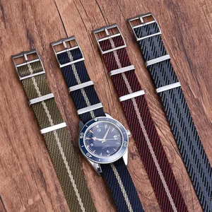 Watch JUELONG Premium Braided Single Pass Nylon Woven Custom Fabric Bands Adjustable Nylon Strap 20mm 22mm Watch Band