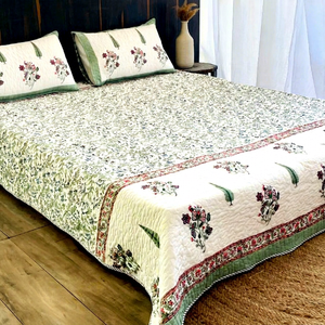 Wholesale Hand Block Printed Knitted Eco-Friendly Cotton <b>Quilted</b> Bedspreads Bedcover - Product Image 1