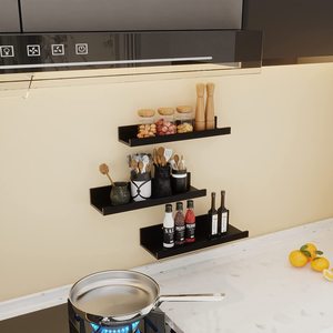 Estantes Flotantes de Madera Negra, Diseño Moderno, Estante de Pared para Almacenamiento de Libros, para Oficina en Casa y Sala de Estar, Color Personalizable - Product Image 5
