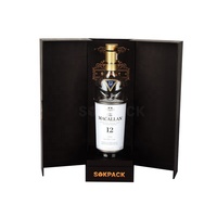 Caja de Regalo de Cartón Rígido Personalizada de Doble Apertura para una Sola Botella de Licor o Vino, con Estampado en Relieve Dorado, para Whisky o Vino Tinto Premium