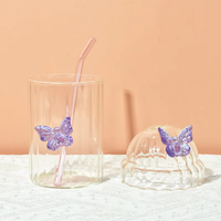 Gobelets et tasses à café en verre borosilicate de haute qualité, 300-400 ml, résistants à la chaleur, avec paille et couvercle champignon, vente en gros