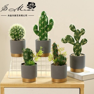 High quality artificial tropical cactus green bonsai exquisite home decoration