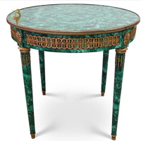 Table basse console style baroque de luxe antique malachite verte bronze doré
