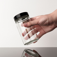 Vente en gros de contenants en verre ronds vides pour aliments, pour cornichons, miel, confiture, gelée, beurre de cacahuètes, sauce salsa, avec couvercle