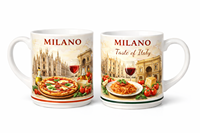 Tazza da Caffè in Smalto con Logo Personalizzato e Design Milano Italia 200ml per Regalo Promozionale