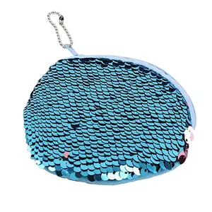 C354 Shining Color Child Sequin Zipper Coin Purse With Keyring Lightweight Cheap Coin Purse Child