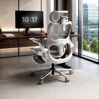 Chaise ergonomique moderne en maille avec repose-pieds réglable, support lombaire dynamique à ailettes, accoudoirs 5D et base en acier pour bureau de direction