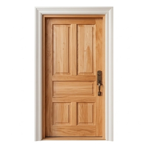 Puerta de Entrada de 5 Paneles de Madera de Caoba Sólida con Arco Moldeado Clásico en Blanco - Product Image 1